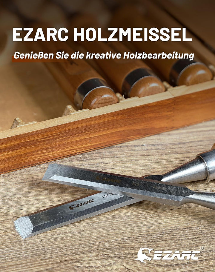 EZARC Stechbeitel Set für Holz, 6-teilig Stemmeisen Set für Holzarbeiten, Stecheisen Satz für Anfäng