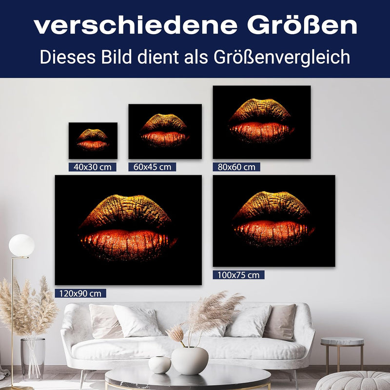 wandmotiv24 Leinwandbild 260 g/m² - Kunstdruck auf Leinwand - Wandkunst - Wandbild mit Frauen Lippen