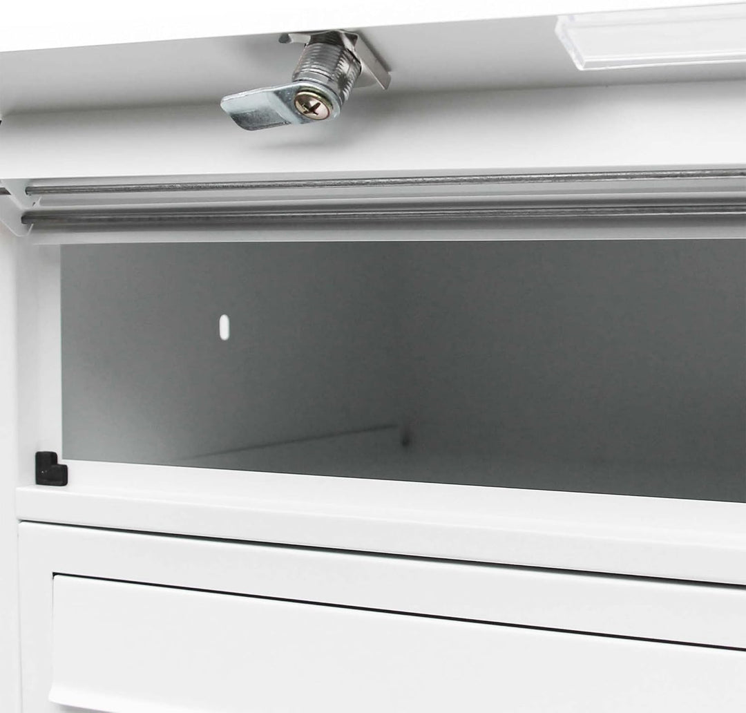 Wiltec 3er Briefkastenanlage weiss 513 x 270 x 1150 mm, Standbriefkasten mit 3 Fächern, Schlüssel un