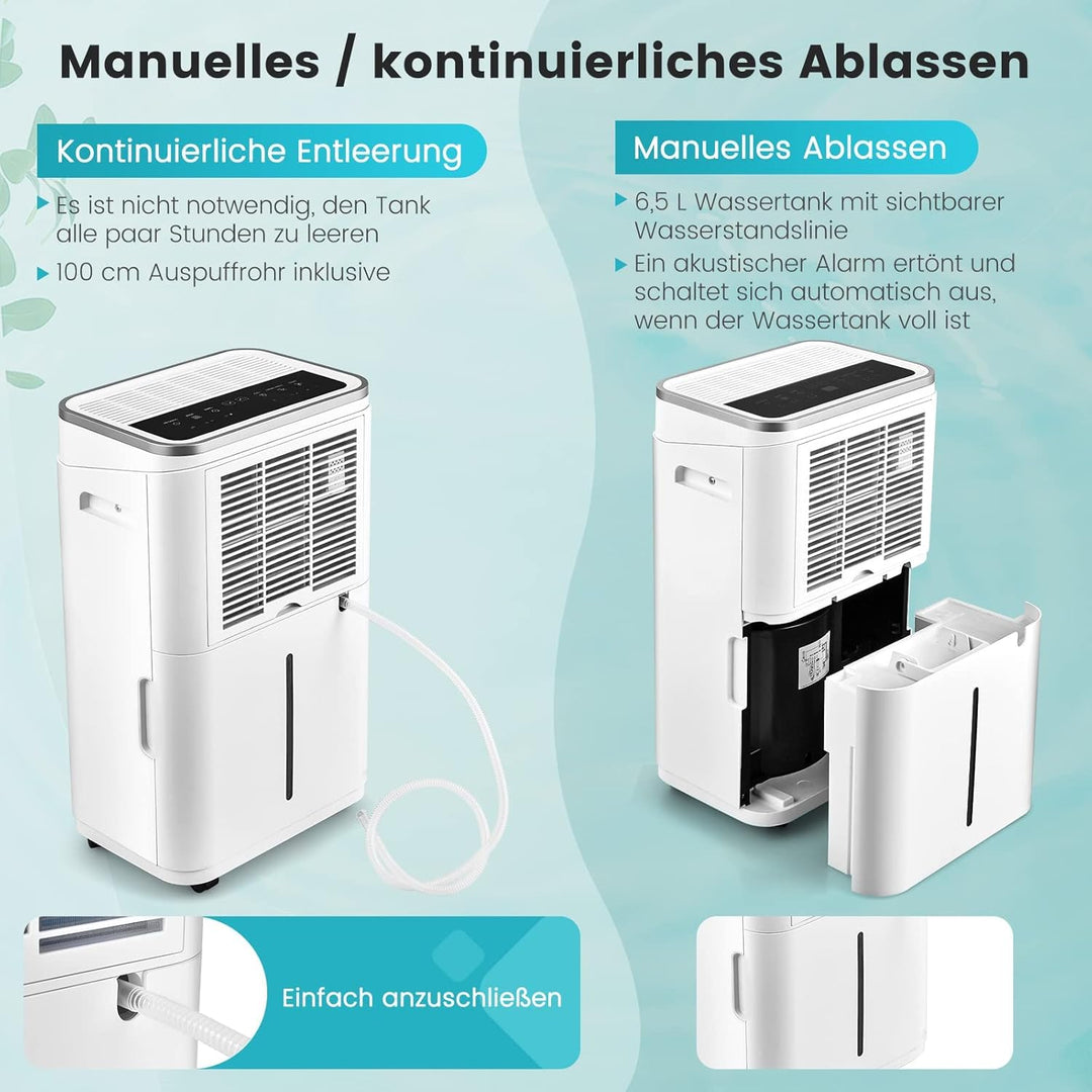 COSTWAY Mobile Entfeuchter 25/Tag, Luftentfeuchter 3 Modi, Raumentfeuchter 3 Farbe LED Display, Dehu