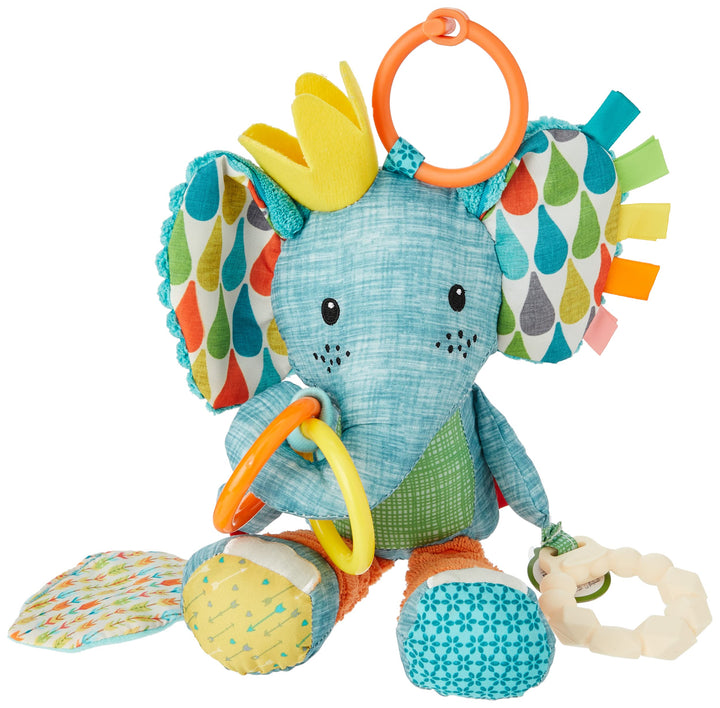 Infantino Go Gaga Peanut the Elephant Activity Pal, Elefant-Plüschtier, sensorisches Lern-Spielzeug,