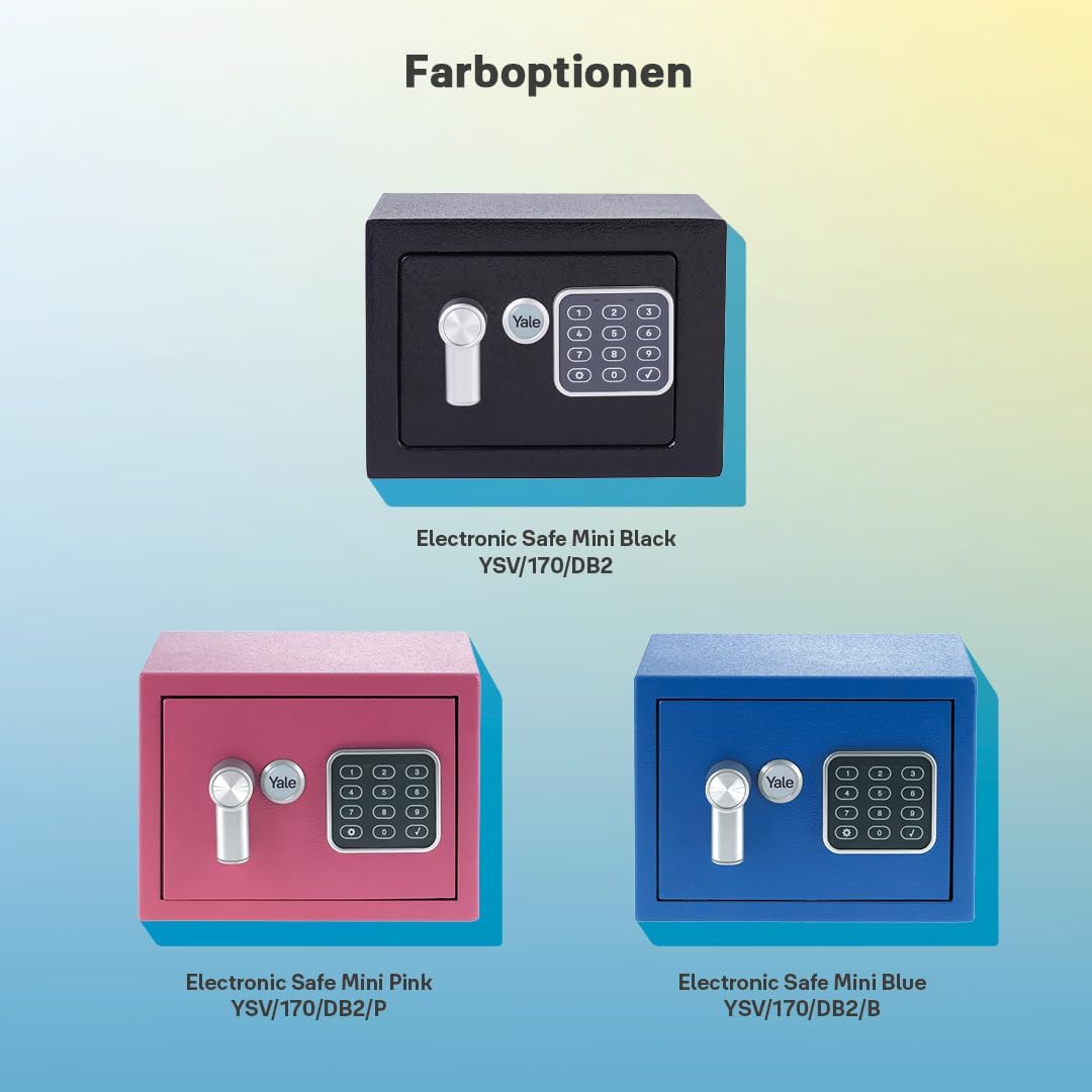 Yale Elektronischer Tresor - YSV/170/DB2/P - Mini - Rosa - Standardsicherheit Mini - Neu Rosa, Mini