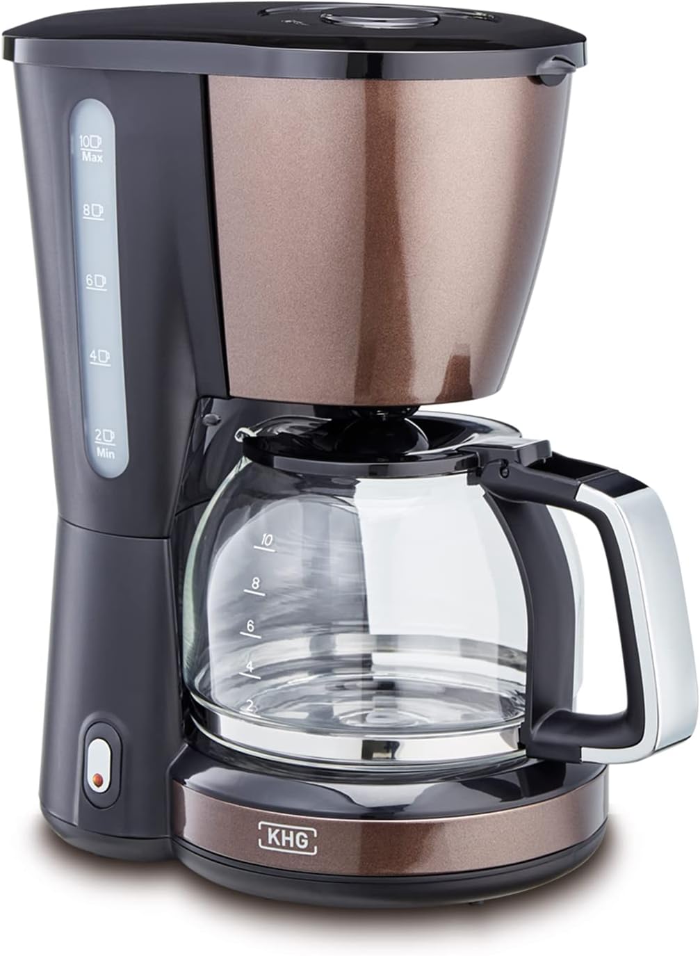 KHG Kaffeeautomat KA-123(MMS) aus Kunststoff in mocca/schwarz, Kapazität für 10 Tassen, mit Glaskann