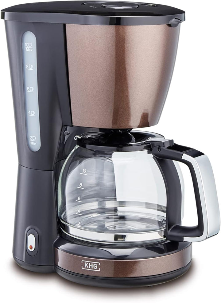 KHG Kaffeeautomat KA-123(MMS) aus Kunststoff in mocca/schwarz, Kapazität für 10 Tassen, mit Glaskann