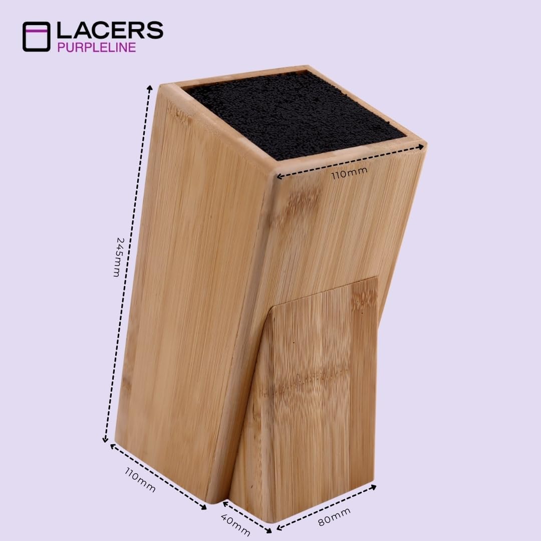 Lacers PurpleLine Messerblock Bambus mit Borsteneinsatz OHNE MESSER | Universal Messerhalter aus nac