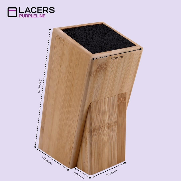 Lacers PurpleLine Messerblock Bambus mit Borsteneinsatz OHNE MESSER | Universal Messerhalter aus nac