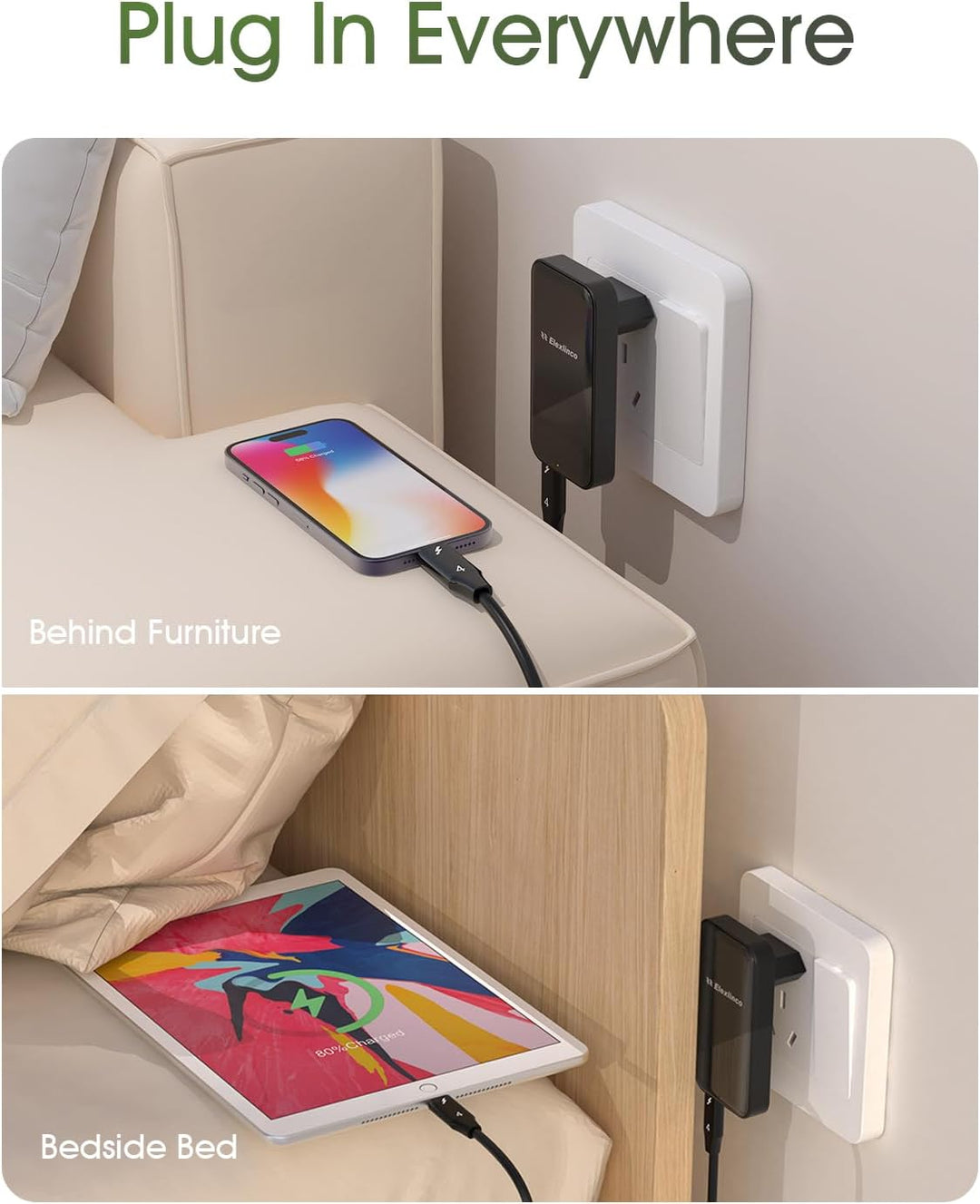USB C Ladegerät 35W, Elexlinco 2-Port Schnell Kompakt USB C Netzteil, PD 3.0 Power Adapter Ladesteck