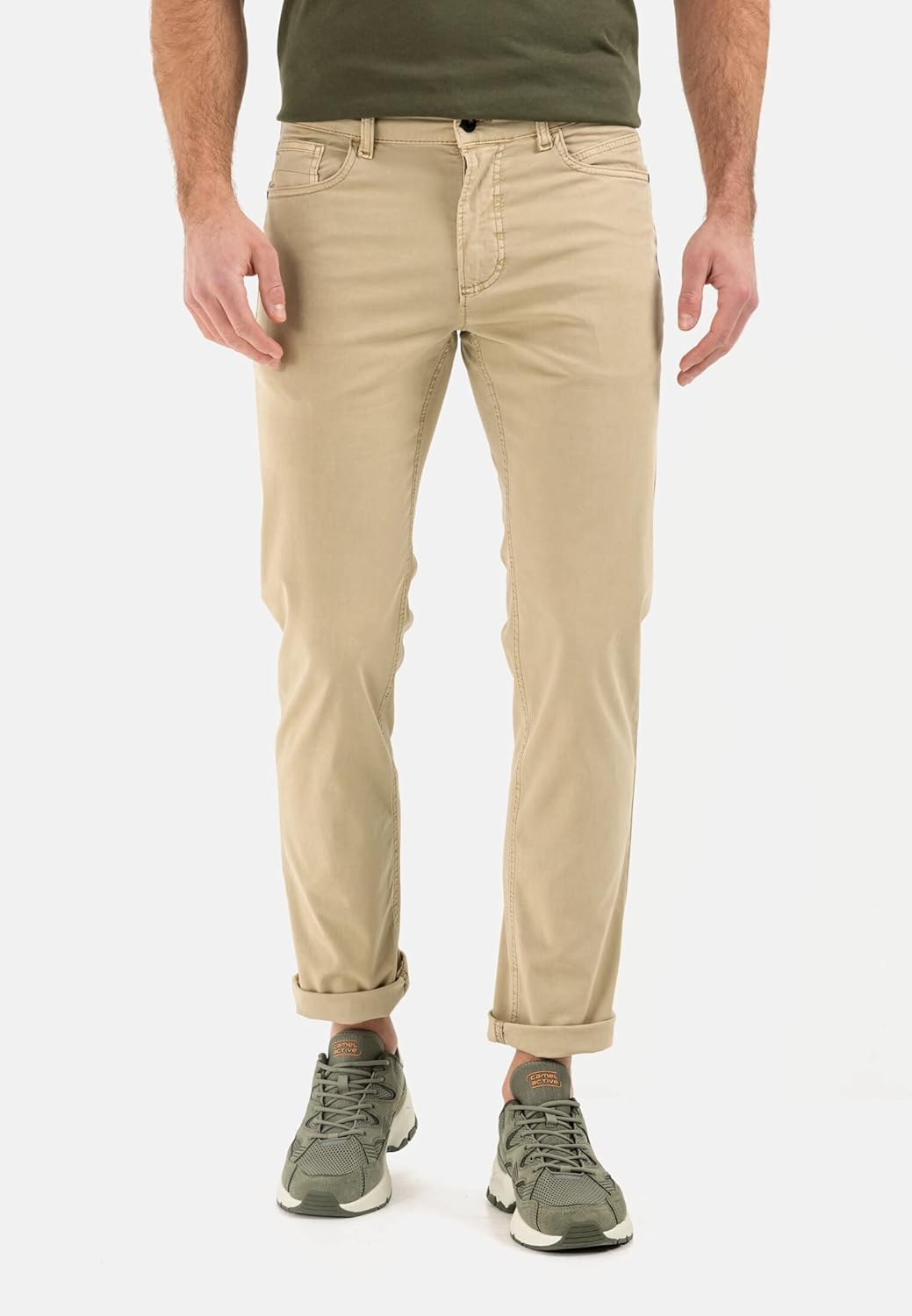 camel active Herren Regular Fit 5 Pocket Hose 42W / 32L Beige, 42W / 32L Beige