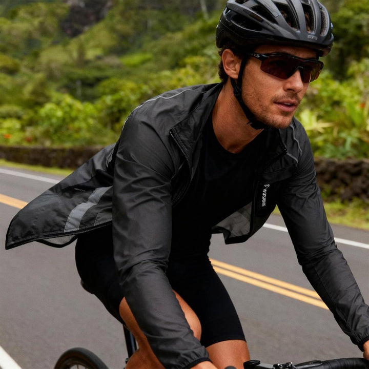 WOSAWE Fahrradjacke für Herren Leichte Winddicht Laufjacke Windbreaker Reflektierend Radjacke Mantel