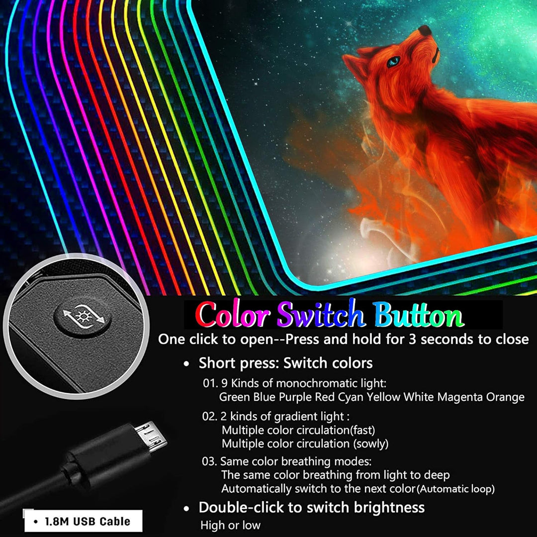 DORRISO Neu Gaming Mauspad Grosses RGB 900x400x3 mm XXL LED Schreibtischunterlage Wasserdicht Anti R