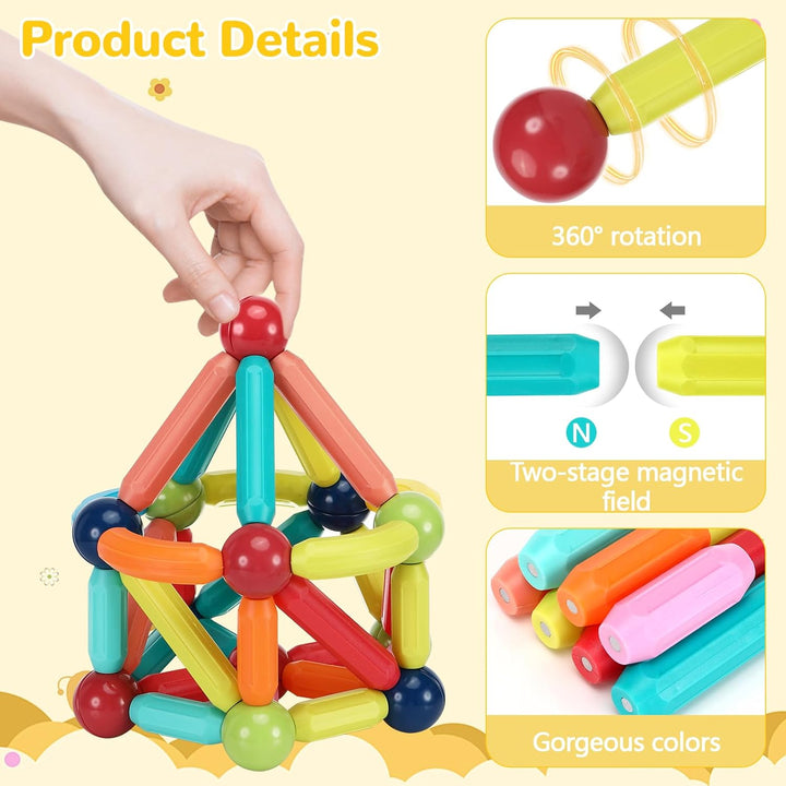Farerkass Magnetische und Stangen, 88 Teile Magnetische Bausteine, pädagogisches Magnet Spielzeug Ki
