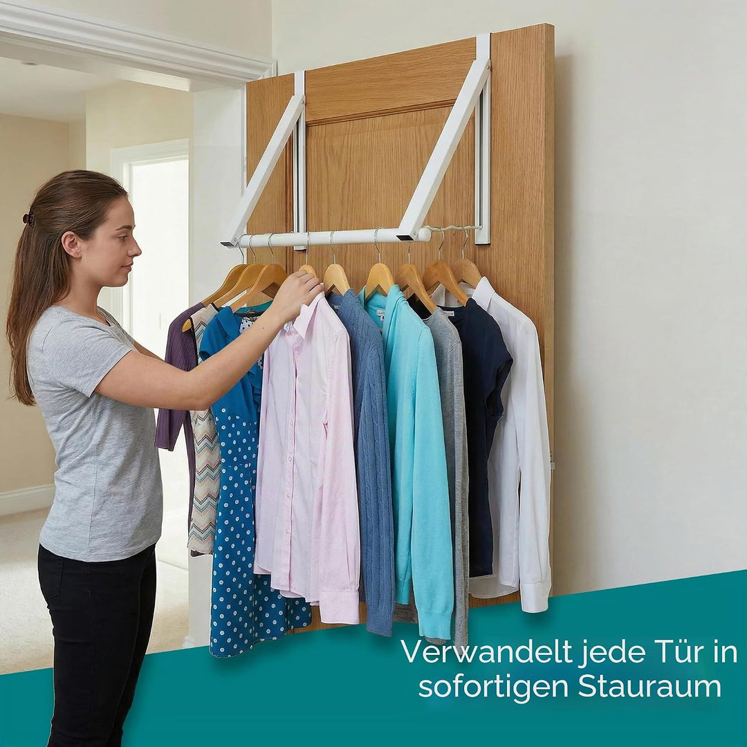HOLDN’ STORAGE Strapazierfähiger Kleiderständer für Tür, erweiterbar, faltbar, für Schrankstangen, K