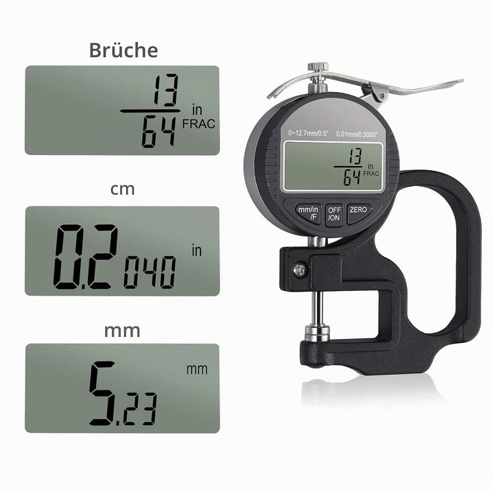 Tragbares digitales Dickenmessgerät 0,0005-0,5 Zoll / 0,01-12,7 mm Messbereich Elektronisches Mikrom