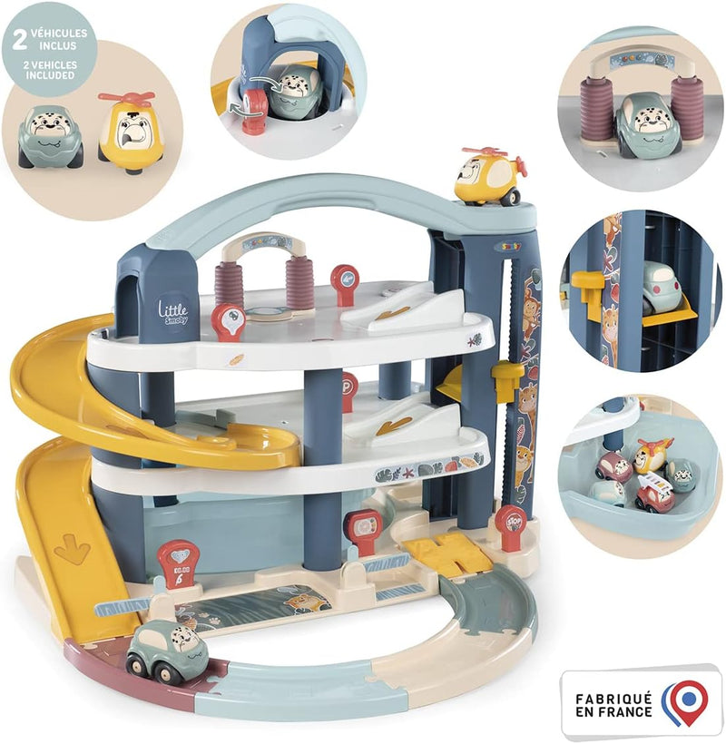 Smoby Toys - Little Smoby Parkhaus für Kinder ab 18 Monaten - grosse Parkgarage inkl. 1 Auto, 1 Hubs