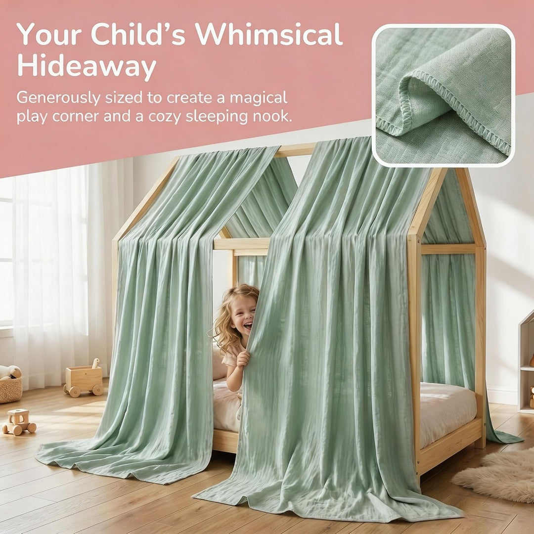 2 Stück Hausbett Himmel, Betthimmel Babybett aus Musselin,Weich und atmungsaktiv Baldachin Kinderzim