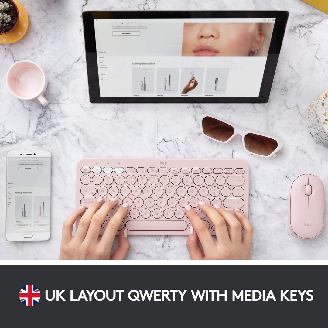 Logitech K380 Kabellose Bluetooth-Tastatur, Multi-Device & Easy-Switch Feature, Windows- und Apple-S