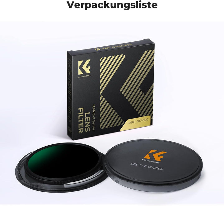 K&amp;F Concept Nano-X 52mm Graufilter ND1000 (10 Stop) ND Filter Slim Neutral Graufilter 52mm ND1000, 5
