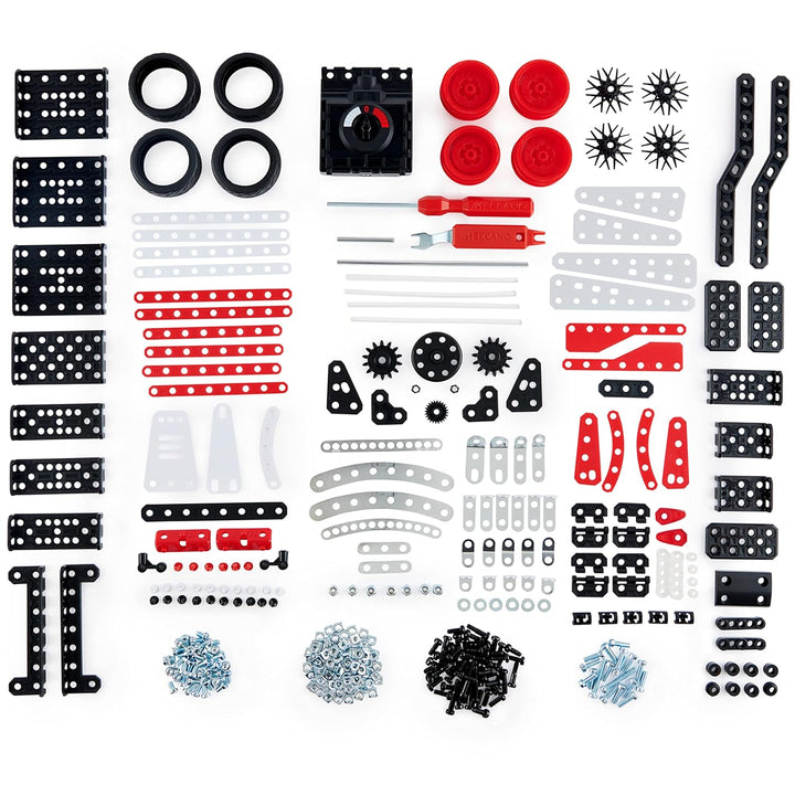 Meccano 25-in-1 Motorized Supercar STEM Model Building Kit with 347 Parts, Real Tools and Working Li
