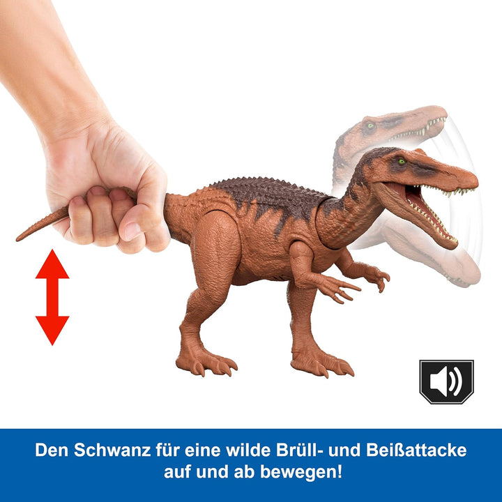Mattel Jurassic World: Die Wiedergeburt Wild Roar Baryonyx Dinosaurierspielzeug mit steuerbarem Beis