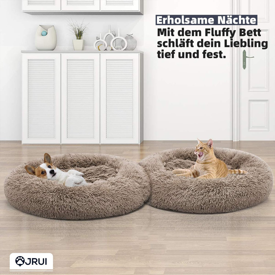 JRUI Hundebett für Mittelgrosse Hunde, Waschbar Katzenbett Hundekissen, Rund Plüsch Hundesofa Hundek