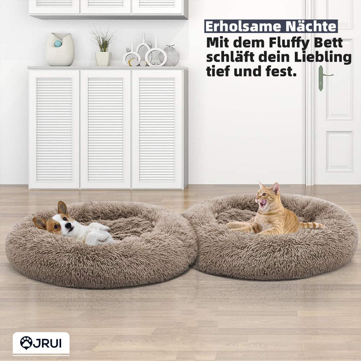 JRUI Hundebett für Mittelgrosse Hunde, Waschbar Katzenbett Hundekissen, Rund Plüsch Hundesofa Hundek