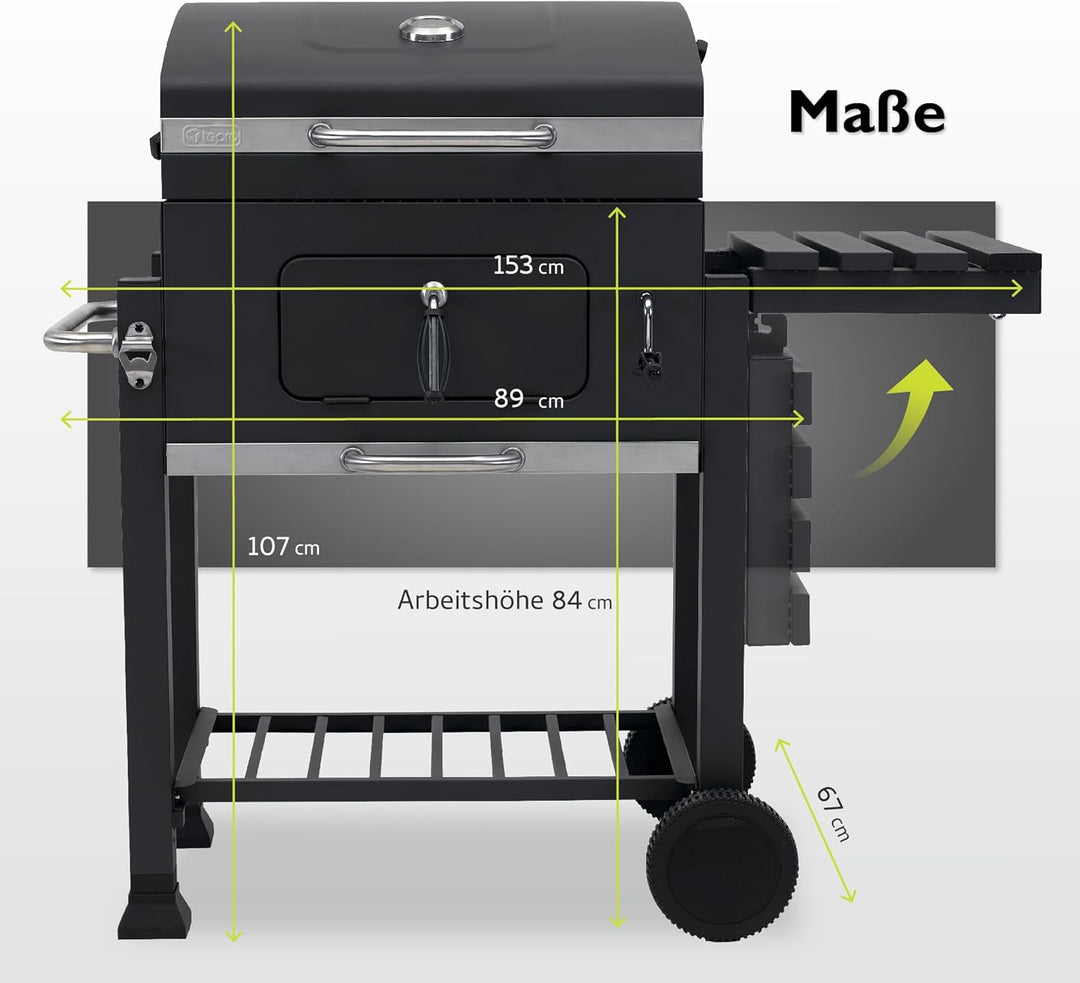 tepro Holzkohlegrill Grillwagen Toronto Click, Grillfläche: ca. 56 x 41,5 cm,