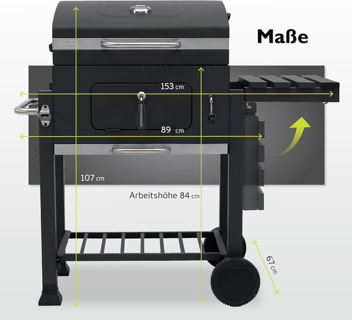 tepro Holzkohlegrill Grillwagen Toronto Click, Grillfläche: ca. 56 x 41,5 cm,