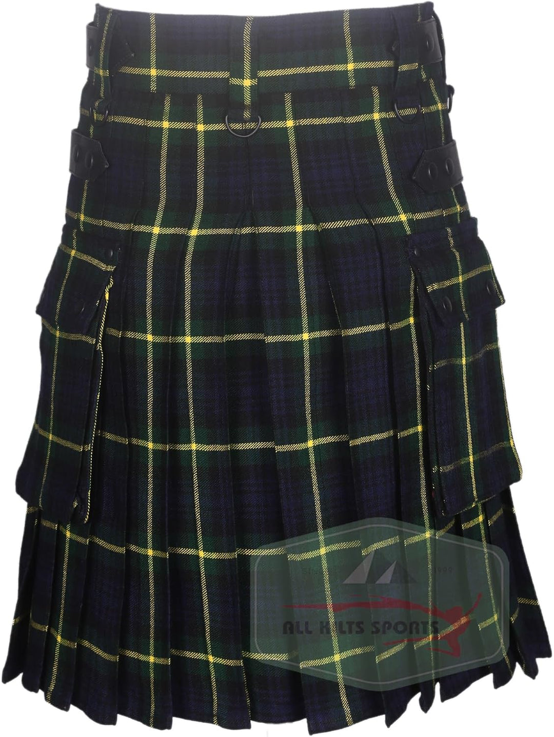 Utility-Kilt für Herren aus Acrylwolle mit Lederriemen Gordon Tartan 46, Gordon Tartan 46