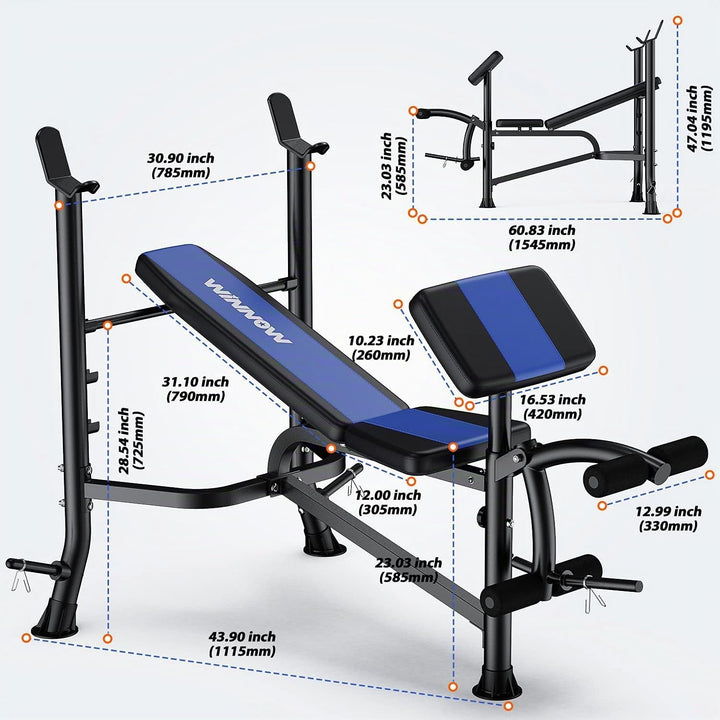 WINNOW Verstellbare Hantelbank mit Beinstrecker und Preacher Curl Heimtraining Fitnessstudio Gewicht