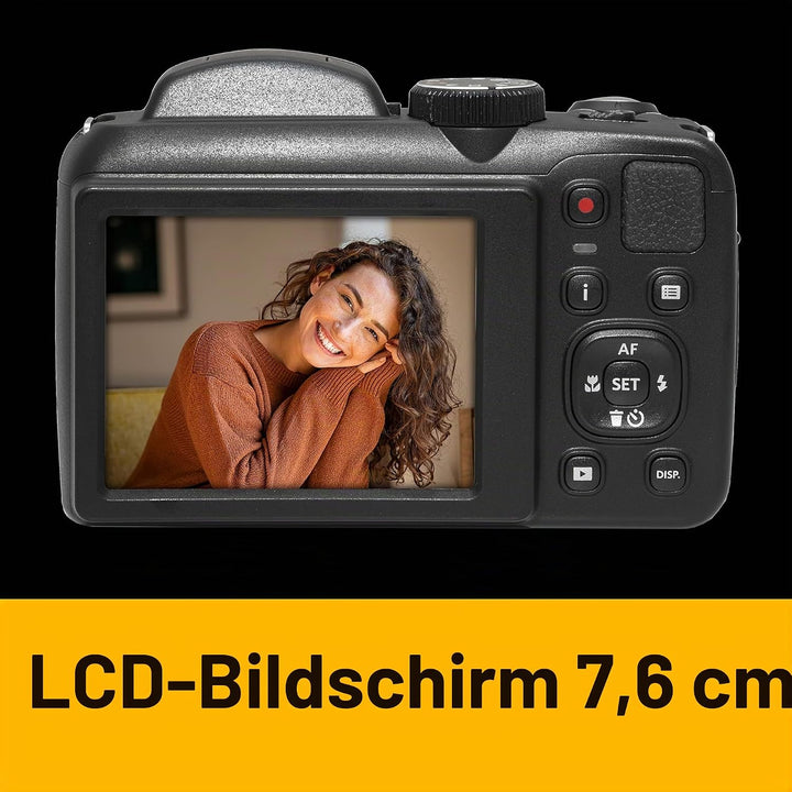 KODAK PIXPRO Astro Zoom AZ255-BK 16MP Digitalkamera mit 25-fachem optischen Zoom, 24 mm Weitwinkel,