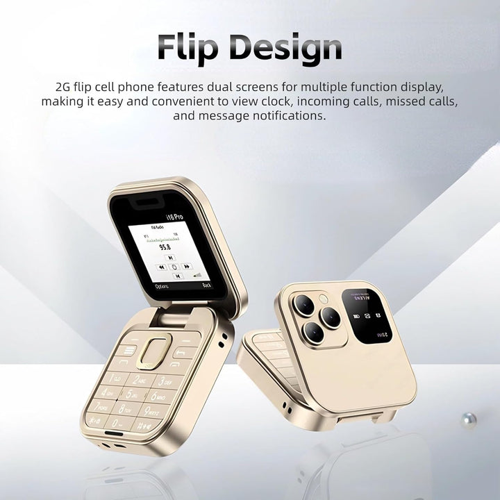 Cuifati 2G-Klapphandy, Dual-Bildschirm, Grosse Tasten und HD-Kamera, LED-Taschenlampe, UKW-Radio, Mu