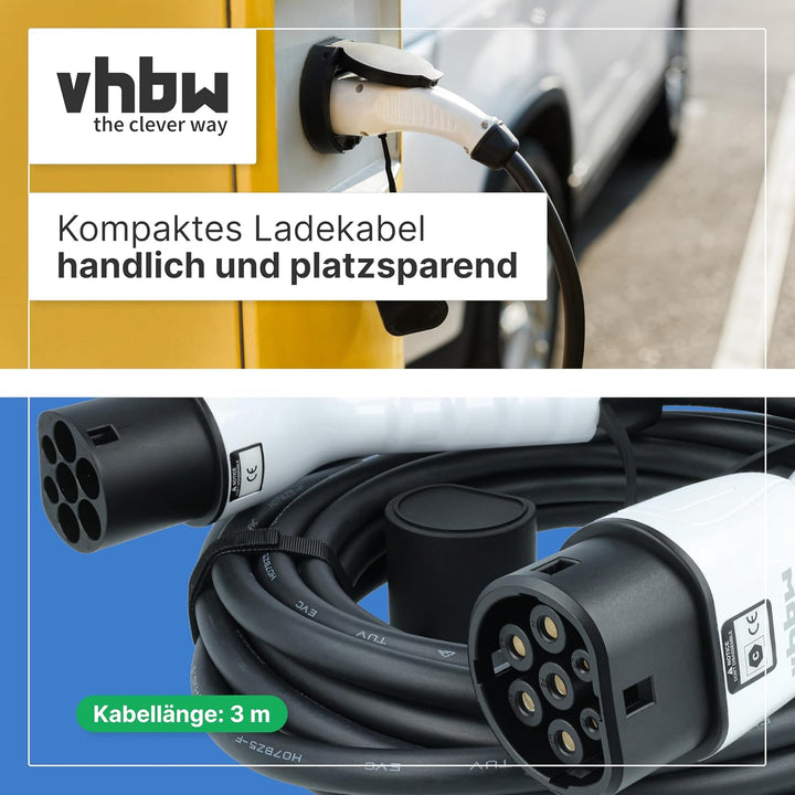 vhbw Typ 2 Ladekabel 3,5 kW 16 A 1-phasig 3 m