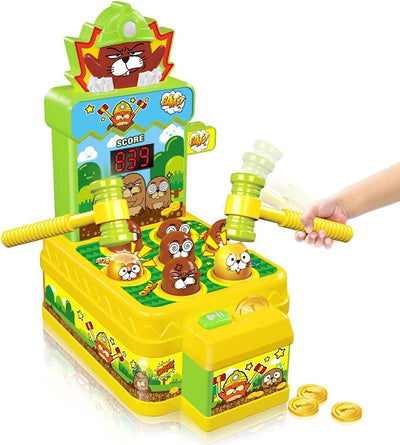 VATOS Whack Spiel,Schlag den Maulwurf,elektronisches Mini Arcade Spielzeug,Münzspiel mit 2 Hämmern,i