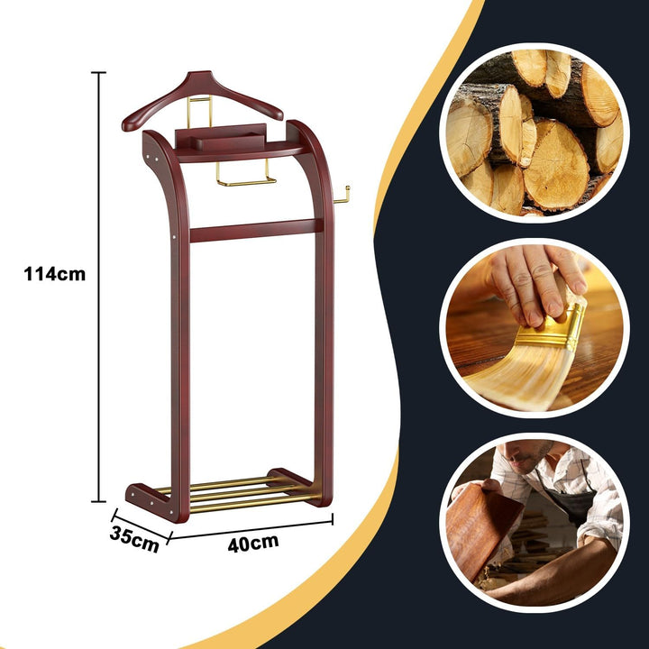 Stummer Diener Modern mit Palette, Stummer Diener aus Massiv Holz mit Haken, Herrendiener Stummer Di