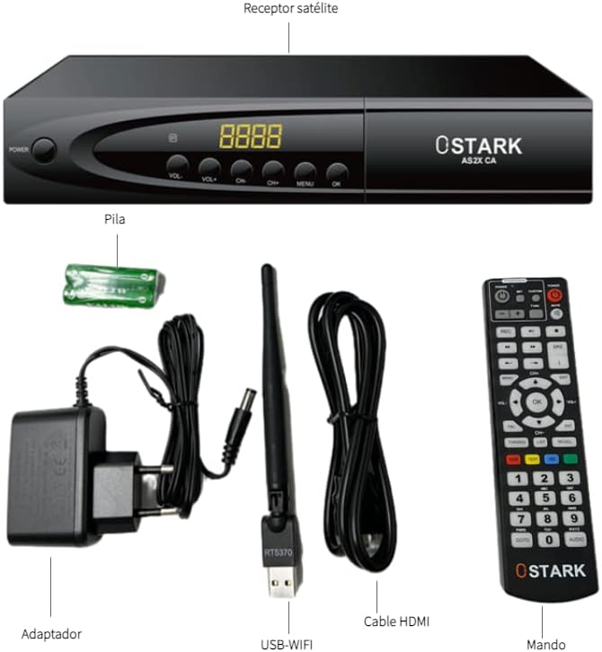 Ostark AS2X CA Digitaler Satellitenreceiver FTA DVB S2 S S2X DVBS2 HDMI FHD 1080P FTA H265 USB WiFi