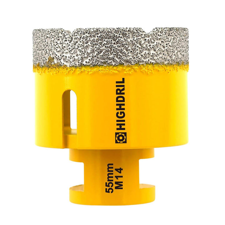 HIGHDRIL Diamant Bohrkrone - 55mm Lochsäge Fliesen M14 Gewinde für Porzellan Fliese Keramik Granit M