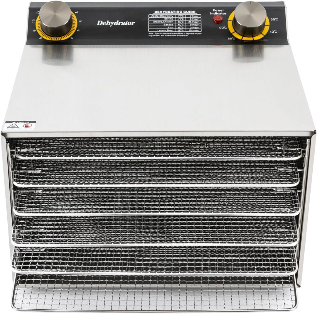Dörrautomat mit 6 Edelstahl-Dörrgitter, 400W Lebensmittel-Trocknungsmaschine für den Hausgebrauch, T