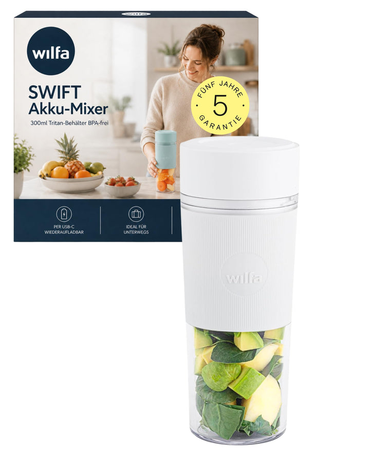 Wilfa SWIFT Akku-Mixer I 300ml Tritan-Behälter BPA-frei I zerkleinert Obst, Gemüse, Gefrorenes & Eis