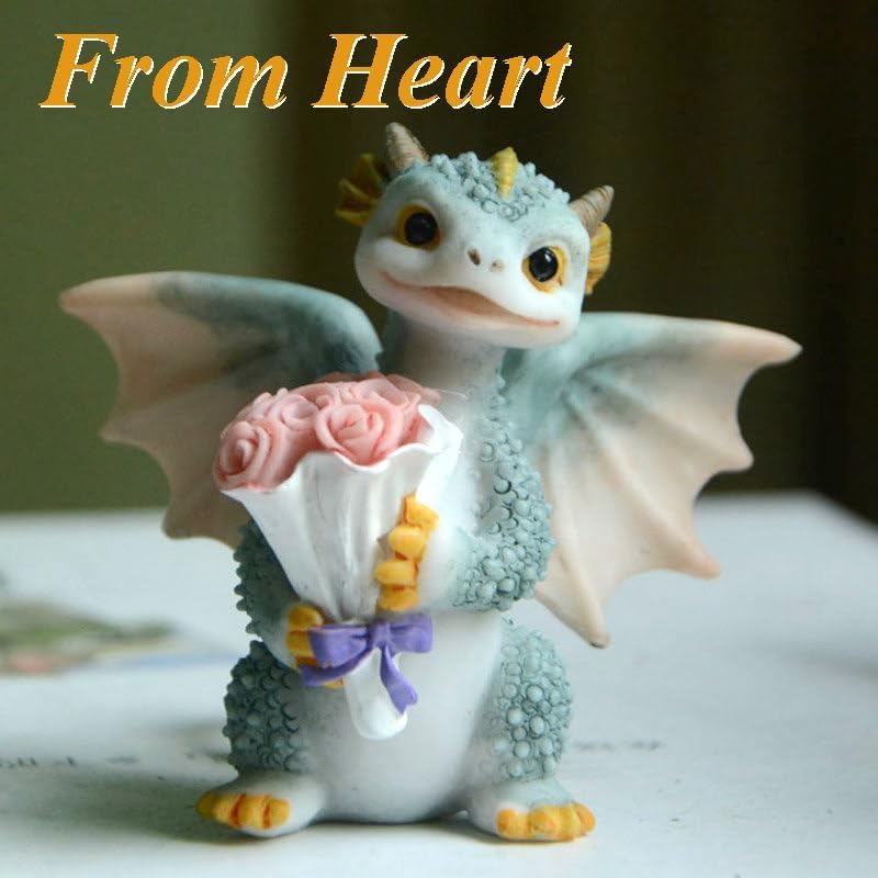 Miniatur Fee Garten Drache Figurine- Aus Meinem Herzen Anwesend Blume Drache, Anwesend Blume Drache