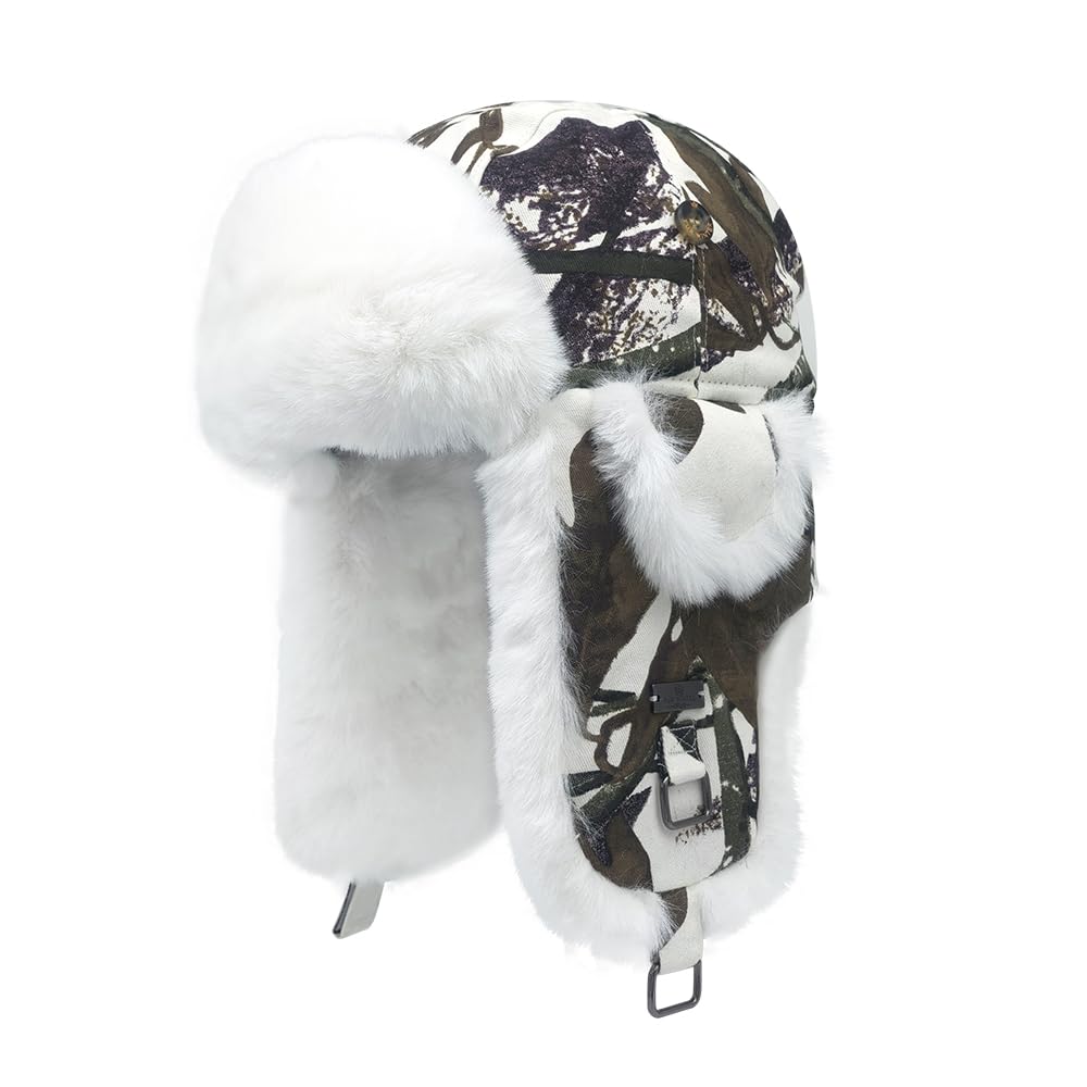 Alkaidstar Unisex Fliegermütze Rib Wolle Bomber Aviator Pilot Hat Faux Fellmütze Winter Russische Mü