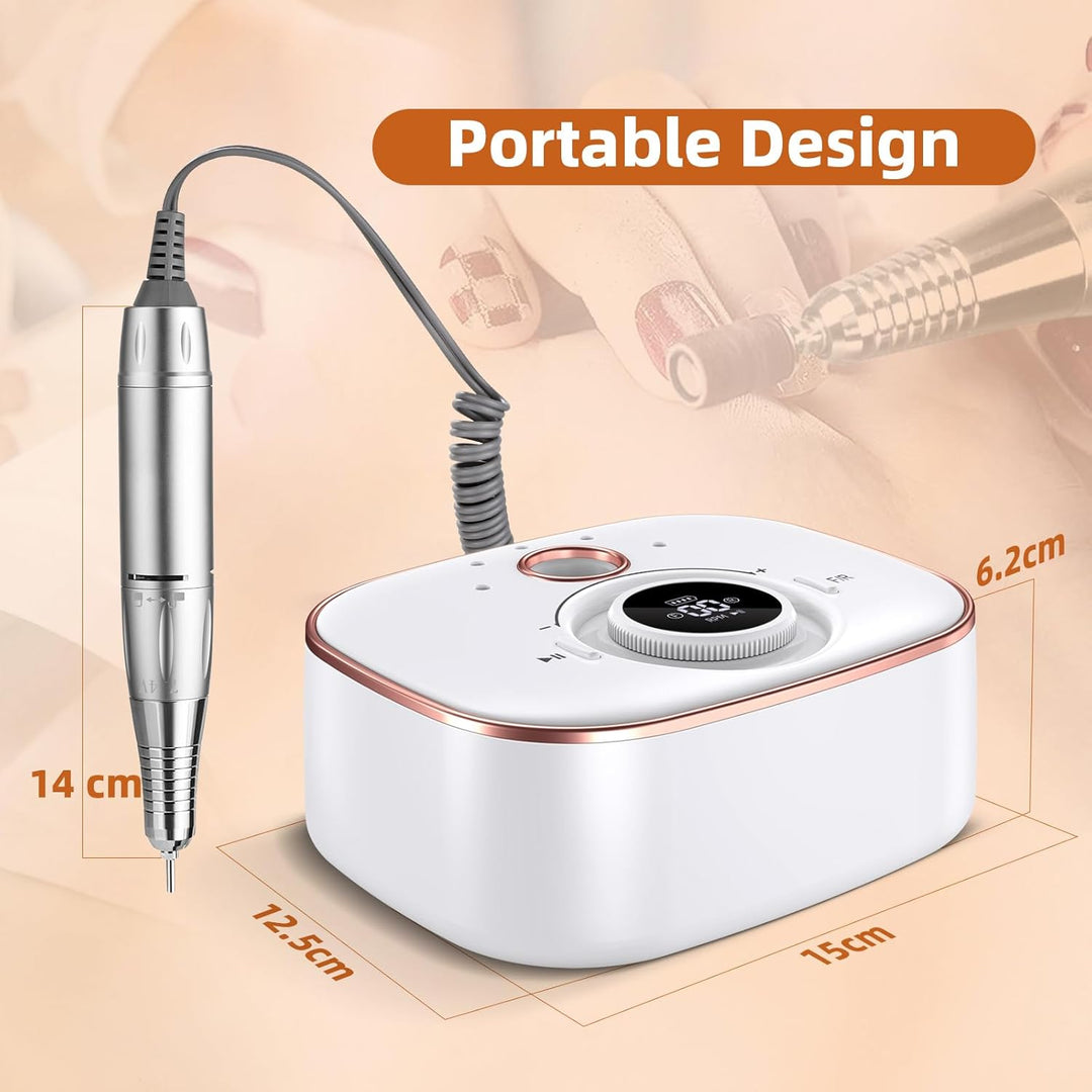CIVPOWER Nagelfräser für Gelnägel: Professionelle 35000 U/Min Elektrische Nagelfräser mit 4000mAh Ak