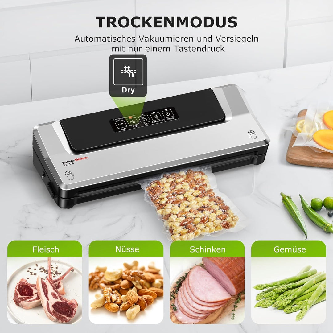Bonsenkitchen Vakuumiergerät, Vakuumierer Folienschweissgerät für Sous Vide Kochen und Lebensmittel