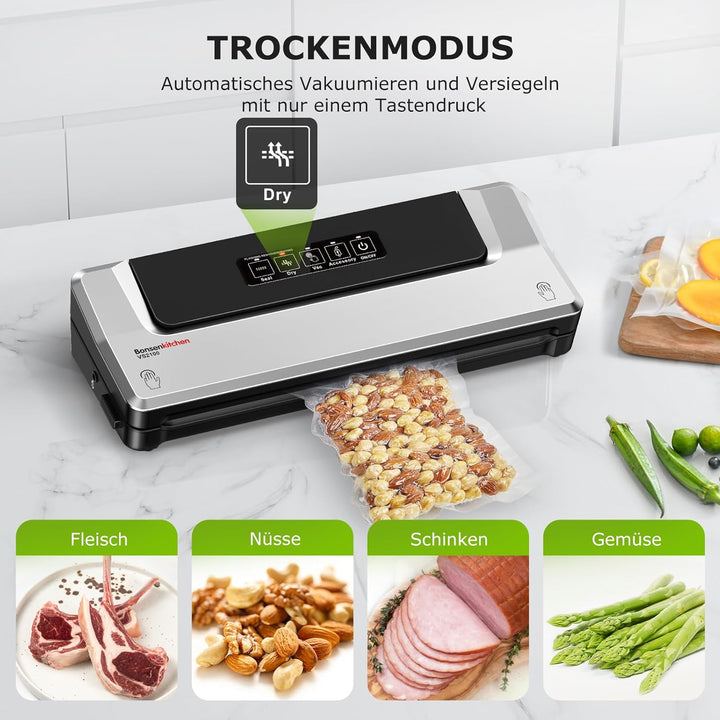 Bonsenkitchen Vakuumiergerät, Vakuumierer Folienschweissgerät für Sous Vide Kochen und Lebensmittel