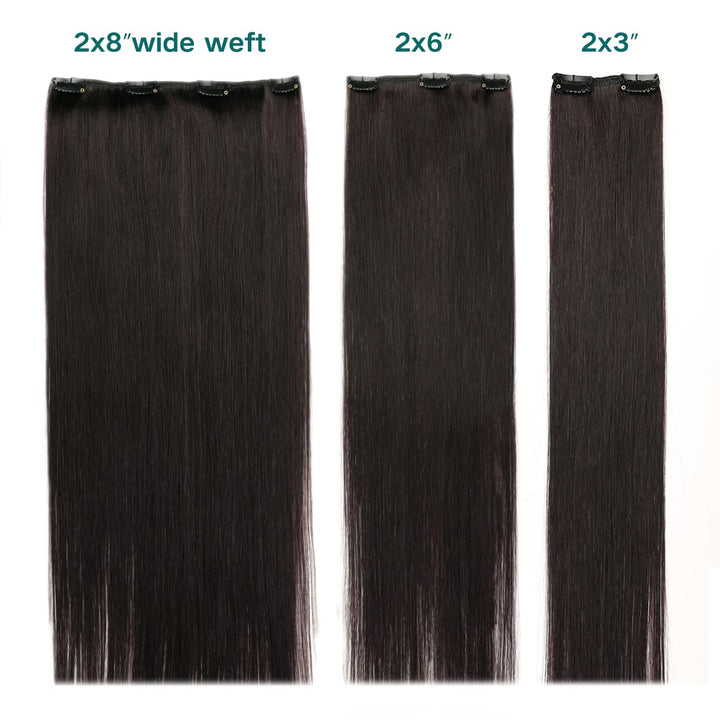 SURNEL Echthaar Extensions Clip in Aus Schwarz Haarverlangerung Echthaar Clip in Glatt Haar Extensio