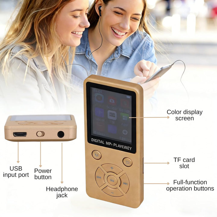MP3-Player/MP4-Player 64GB Bluetooth 5.0 HiFi MP3 Musik-Player, 1,8-Zoll-LCD-Bildschirm mit Lautspre