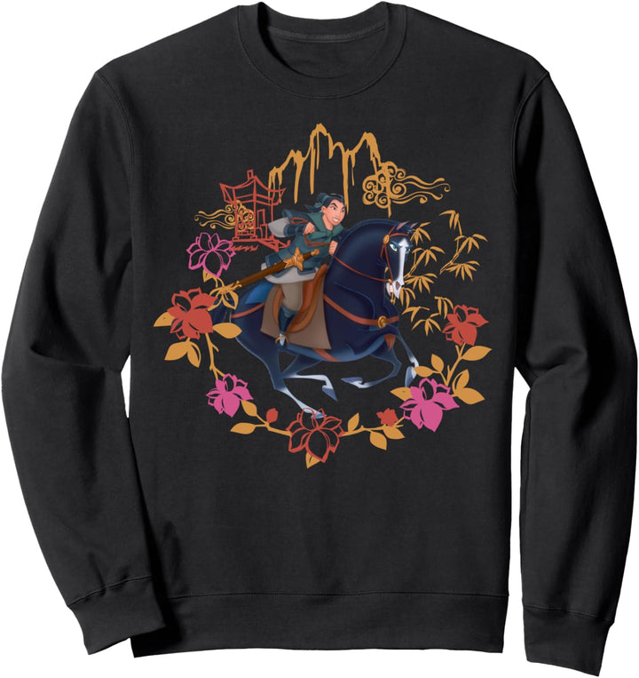 Disney Mulan And Khan Floral Circle Portrait Sweatshirt