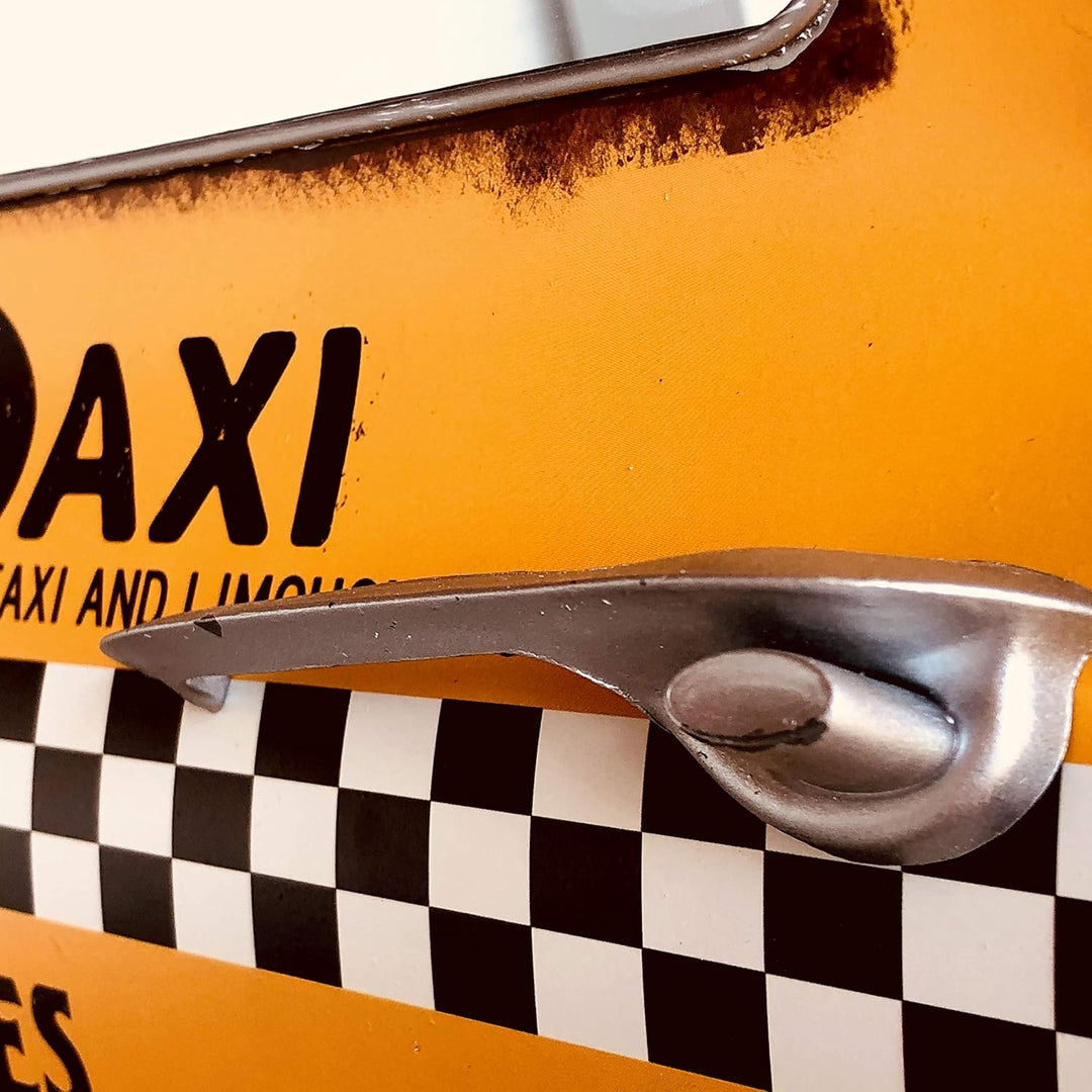DiiliHiiri New York Taxi Retro-Schild Tür Zeichen mit Spiegel Metallhandwerk Zubehör für Zuhause Wan