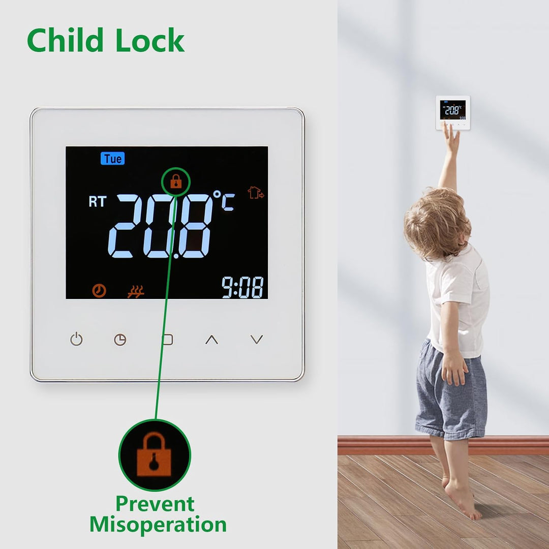 Wengart 24V Thermostat WG538,3A Thermostatsteuerung für den Innenbereich,wöchentliche Programmierung
