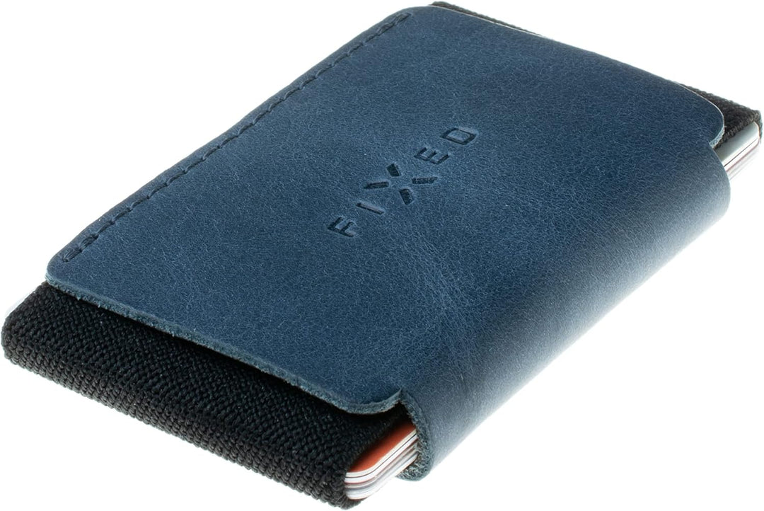 FIXED Smart Wallet für AirTag | Ledergeldbörse | Handgenäht in Tschechien (Tiny, Blau) Tiny Blau, Ti