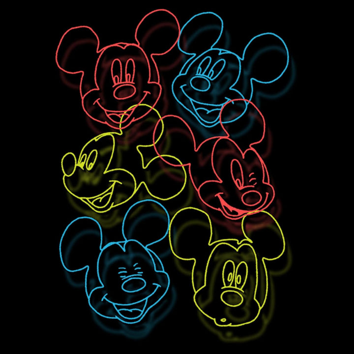 Disney Herren Neon Heads T-Shirt, schwarz, 4XL